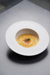 Pumpkin cream soup with spices, Healthy Vegetarian food
