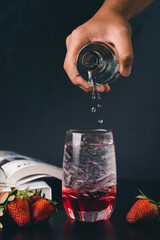 strawberry soda on table
