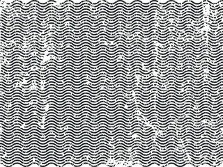 Black vintage style seamless wavy line pattern. Wave sea grunge background. Vector illustration image. Isolated on white background.