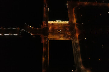 Aerial Townscape of Saint Petersburg City at Night. Central District