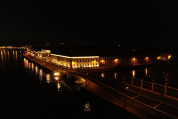 Fototapeta premium Aerial Townscape of Saint Petersburg City at Night. Central District