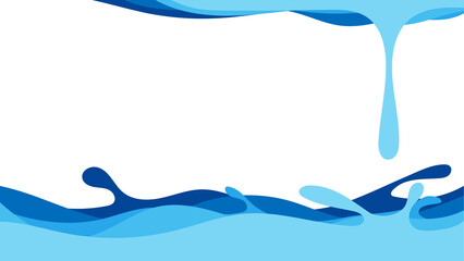 Blue water wave splashing with water drop vector abstract on white background blank space