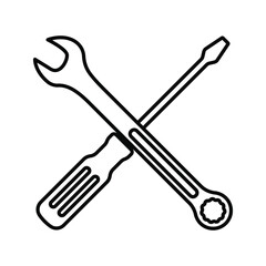 Wrench and screwdriver icon. Service tools vector. vector illustration