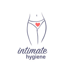 Womanlower body in underpants silhouette drawing isolated on white background. Intim hygiene emblem, sign. Vector flat illustartion.