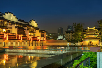 Night scenery of Confucius Temple in Nanjing, Jiangsu Province, China