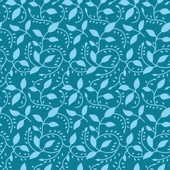 Japanese Leaf Vine Vector Seamless Pattern