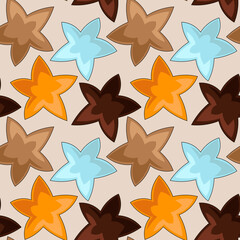 Seamless vector pattern with cozy colored stars