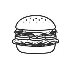 Burger icon or logo line art style.
