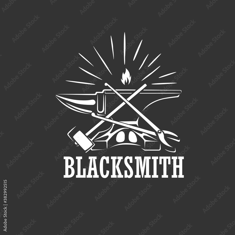 Wall mural Blacksmith Logo Design. Vector illustration.