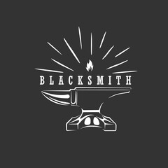 Blacksmith Logo Design. Vector illustration.