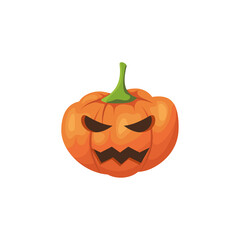 Halloween scary pumpkin. Cartoon vector spooky creepy pumpkin illustration.