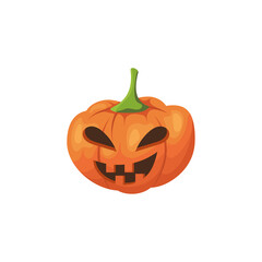 Halloween scary pumpkin. Cartoon vector spooky creepy pumpkin illustration.