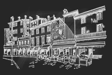 Fototapeta premium Vector sketch of architecture of Rovinj, Croatia.
