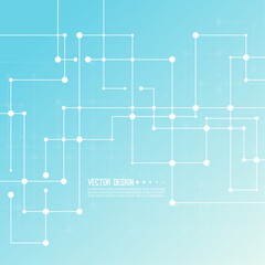 Abstract background with curved lines, dotted. Vector illustration with lines and particles.