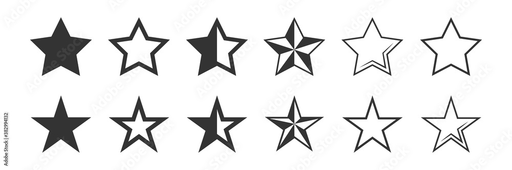 Wall mural star icon set. vector graphic symbol illustration isolated. black shape on white background. award trendy design ui.