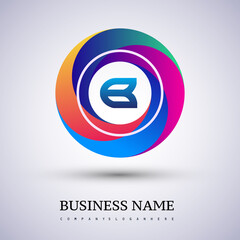 Letter E logo with colorful splash background, letter combination logo design for creative industry, web, business and company.