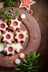 Traditionally stained glass cookies in the shape of a star