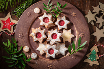 Handmade stained glass cookies as a small Christmas sweets