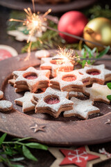Rustic stained glass cookies as a small Christmas sweets