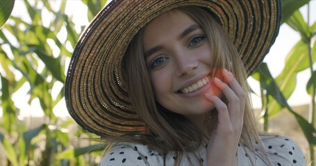 Happy smiling girl with hat