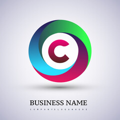 Letter C logo with colorful splash background, letter combination logo design for creative industry, web, business and company.