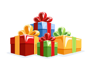 Collection of gift boxes in flat style