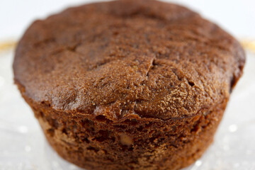 cocoa cupcake in glass plate