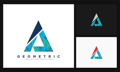 letter A geometric concept design logo