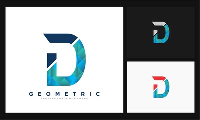 letter D geometric concept design logo