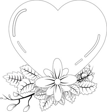 doodle love shape flower leaf  vector illustration