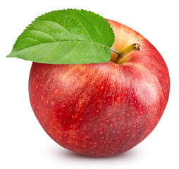 Fresh organic red apple with leaves