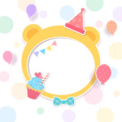 Birthday card with cute party frame