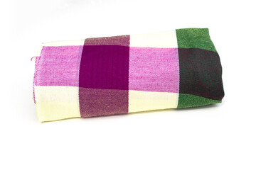 Thai loincloth on white background, handicraft made in Thailand.OTOP Product.