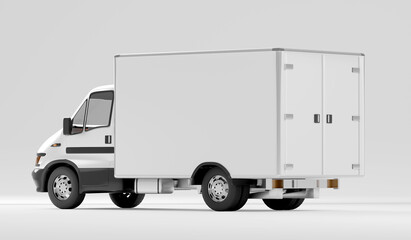 White mini Truck car mock up - obrazy, fototapety, plakaty