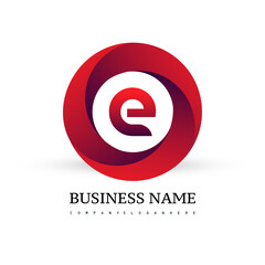 Letter E logo with colorful splash background, letter combination logo design for creative industry, web, business and company.
