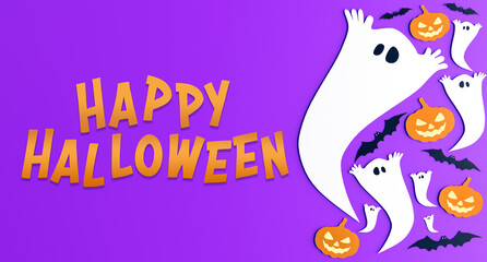 Halloween paper decoration collection on a background - 3d rendering