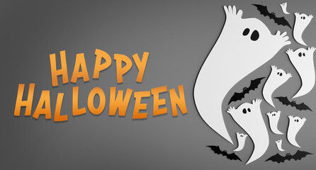 Halloween paper decoration collection on a background - 3d rendering