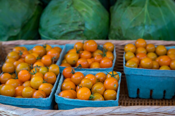 Tomatoes for sale on a market stall