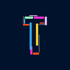 Word T Modern abstract shapes and lines colorful vector alphabet