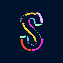 Word S Modern abstract shapes and lines colorful vector alphabe