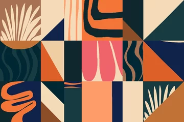 Modernes abstraktes exotisches Illustrationsmuster. Zeitgenössisches nahtloses Muster der kreativen Collage. Modische Vorlage für Design. © Irina