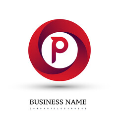 Letter P logo with colorful splash background, letter combination logo design for creative industry, web, business and company.