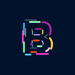 Word B Modern abstract shapes and lines colorful vector alphabet