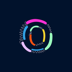Word O Modern abstract shapes and lines colorful vector alphabet.