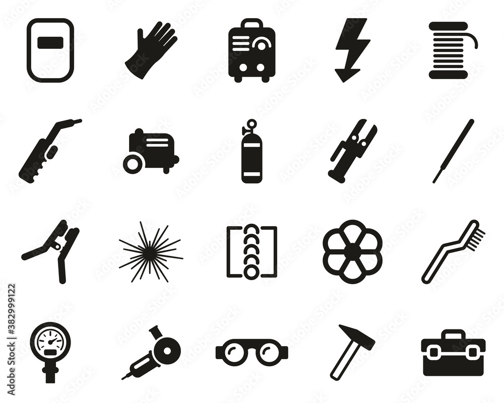 Canvas Prints Welding & Welding Equipment Icons Black & White Set Big