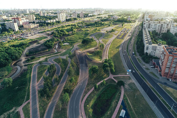 Aerial Townscape of Saint Petersburg City. Kalininsky District