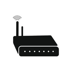 wireless router network.Modem black on white background. Wi-fi with router. internet into home.