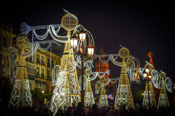 Christmas Decoration in City Hall in Seville, Spain. 