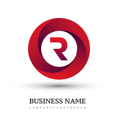 Fototapeta premium Letter R logo with colorful splash background, letter combination logo design for creative industry, web, business and company.