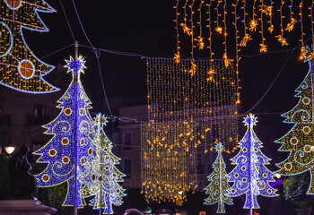 Christmas decoration in Seville, Spain Background